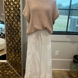 Elan Cream and White Maxi Skirt